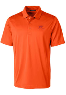 Cutter and Buck Virginia Tech Hokies Mens Orange Prospect Textured Short Sleeve Polo