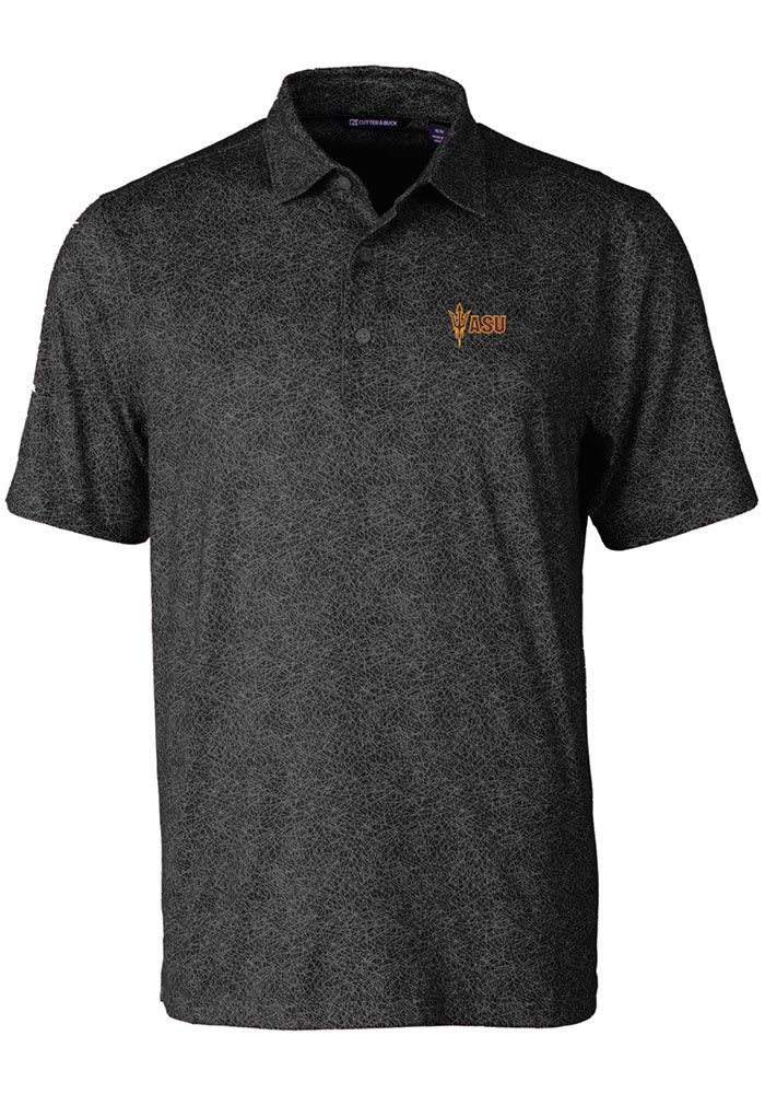 Cutter and Buck Arizona State Sun Devils Mens Black Pike Constellation Short Sleeve Polo