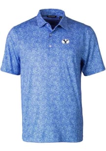 Cutter and Buck BYU Cougars Mens Blue Pike Constellation Short Sleeve Polo
