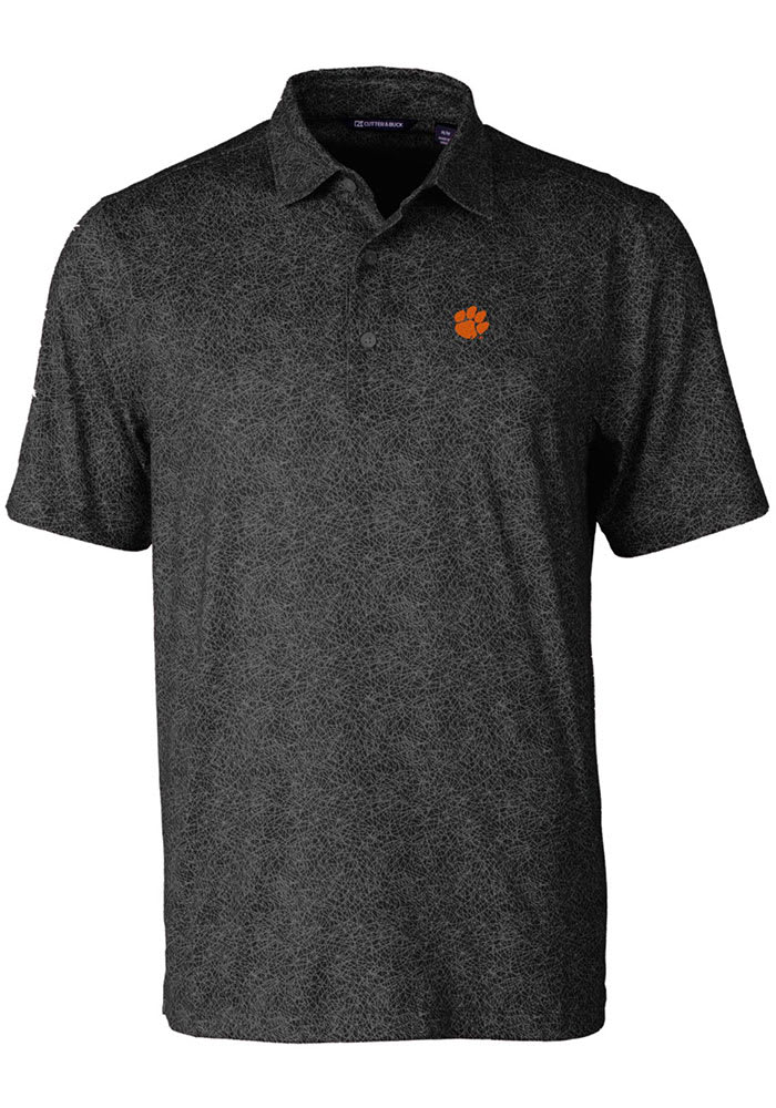Cutter and Buck Clemson Tigers Mens Black Pike Constellation Short Sleeve Polo