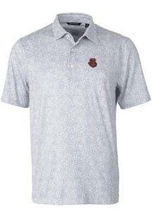 Cutter and Buck Cornell Big Red Mens Grey Pike Constellation Short Sleeve Polo