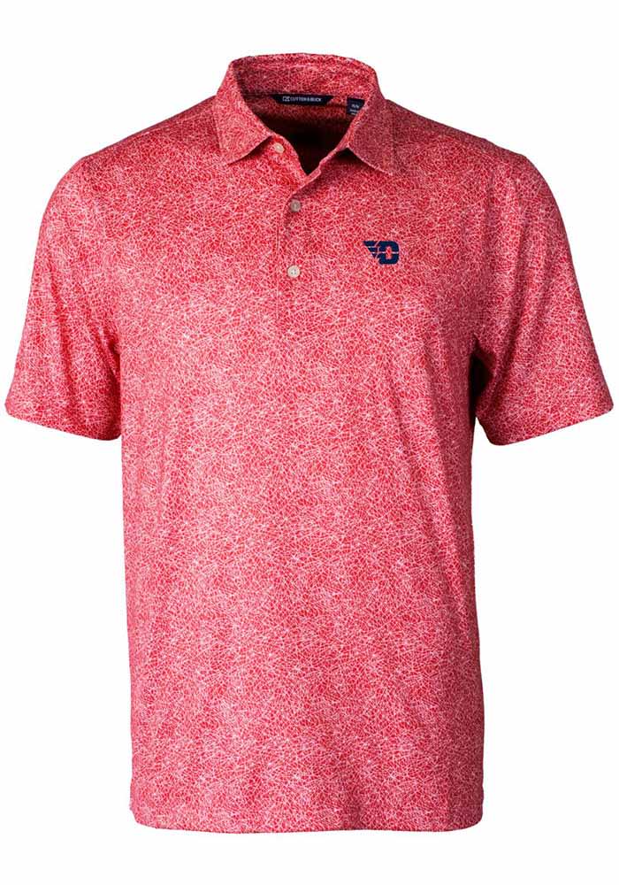 Cutter and Buck Dayton Flyers Mens Red Pike Constellation Short Sleeve Polo