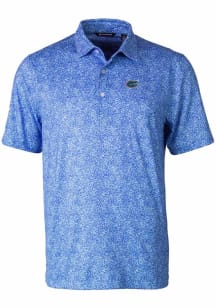 Cutter and Buck Florida Gators Mens Blue Pike Constellation Short Sleeve Polo