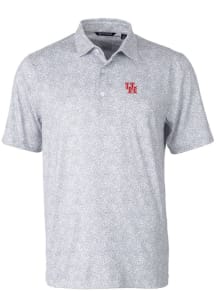 Cutter and Buck Houston Cougars Mens Grey Pike Constellation Short Sleeve Polo