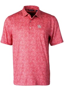 Cutter and Buck Houston Cougars Mens Red Pike Constellation Short Sleeve Polo