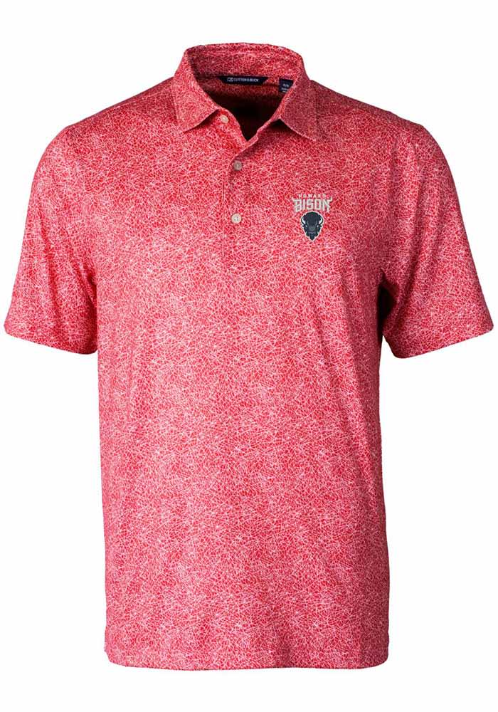 Cutter and Buck Howard Bison Mens Red Pike Constellation Short Sleeve Polo