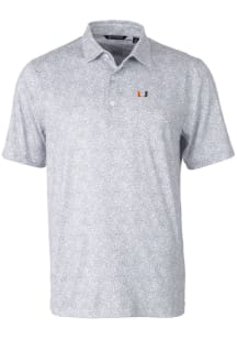 Cutter and Buck Miami Hurricanes Mens Grey Pike Constellation Short Sleeve Polo