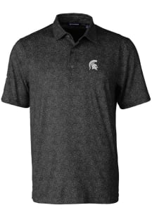Cutter and Buck Michigan State Spartans Mens Black Pike Constellation Short Sleeve Polo