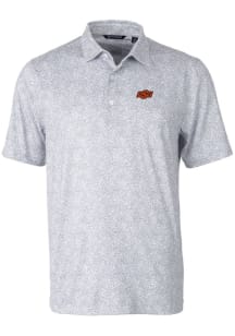Cutter and Buck Oklahoma State Cowboys Mens Grey Pike Constellation Short Sleeve Polo