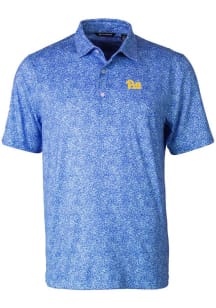 Cutter and Buck Pitt Panthers Mens Blue Pike Constellation Short Sleeve Polo