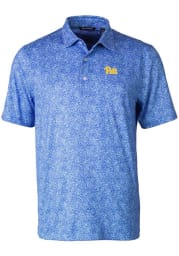 Cutter and Buck Pitt Panthers Mens Blue Pike Constellation Short Sleeve Polo