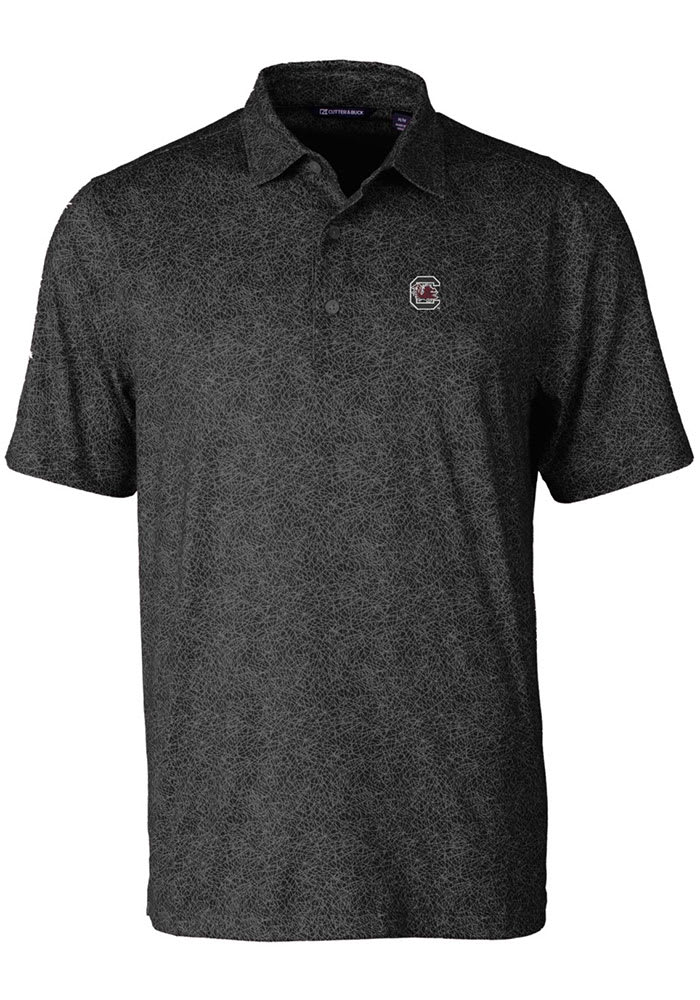 Cutter and Buck South Carolina Gamecocks Mens Black Pike Constellation Short Sleeve Polo
