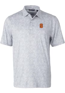 Cutter and Buck Syracuse Orange Mens Grey Pike Constellation Short Sleeve Polo