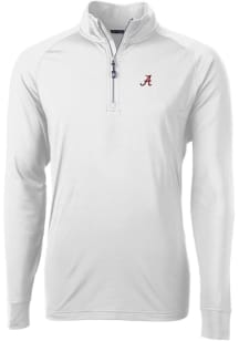 Cutter and Buck Alabama Crimson Tide Mens White Adapt Eco Knit Long Sleeve 1/4 Zip Pullover
