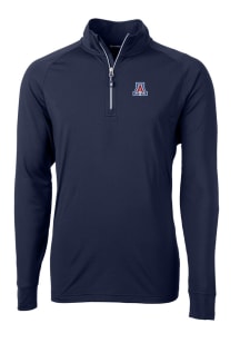 Cutter and Buck Arizona Wildcats Mens Navy Blue Adapt Eco Knit Long Sleeve 1/4 Zip Pullover