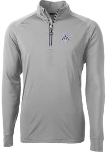 Cutter and Buck Arizona Wildcats Mens Grey Adapt Eco Knit Long Sleeve 1/4 Zip Pullover