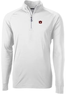 Cutter and Buck Auburn Tigers Mens White Adapt Eco Knit Long Sleeve 1/4 Zip Pullover