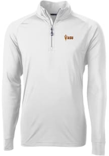 Cutter and Buck Arizona State Sun Devils Mens White Adapt Eco Knit Long Sleeve 1/4 Zip Pullover