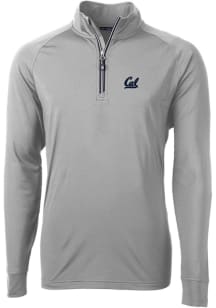 Cutter and Buck Cal Golden Bears Mens Grey Adapt Eco Knit Long Sleeve Qtr Zip Pullover