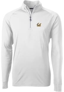 Cutter and Buck Cal Golden Bears Mens White Adapt Eco Knit Long Sleeve 1/4 Zip Pullover