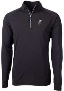 Mens Cincinnati Bearcats Black Cutter and Buck Adapt Eco Knit Qtr Zip Pullover