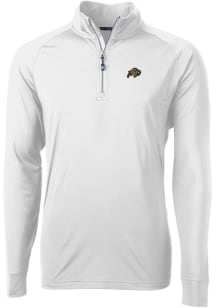 Cutter and Buck Colorado Buffaloes Mens White Adapt Eco Knit Long Sleeve 1/4 Zip Pullover