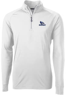 Cutter and Buck Creighton Bluejays Mens White Adapt Eco Knit Long Sleeve 1/4 Zip Pullover