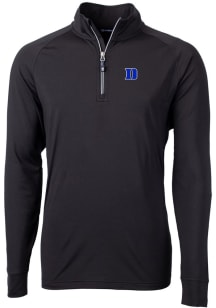 Cutter and Buck Duke Blue Devils Mens Black Adapt Eco Knit Long Sleeve 1/4 Zip Pullover
