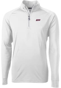 Cutter and Buck Eastern Kentucky Colonels Mens White Adapt Eco Knit Long Sleeve 1/4 Zip Pullover