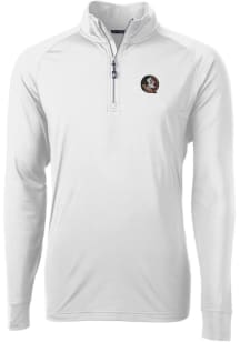 Cutter and Buck Florida State Seminoles Mens White Adapt Eco Knit Long Sleeve 1/4 Zip Pullover