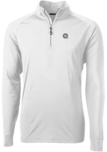 Cutter and Buck Georgetown Hoyas Mens White Adapt Eco Knit Long Sleeve 1/4 Zip Pullover