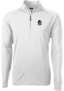 Cutter and Buck Georgia Bulldogs Mens White Adapt Eco Knit Long Sleeve 1/4 Zip Pullover