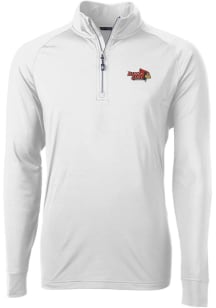 Cutter and Buck Illinois State Redbirds Mens White Adapt Eco Knit Long Sleeve 1/4 Zip Pullover