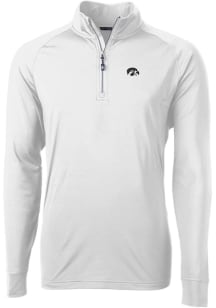 Cutter and Buck Iowa Hawkeyes Mens White Adapt Eco Knit Long Sleeve 1/4 Zip Pullover