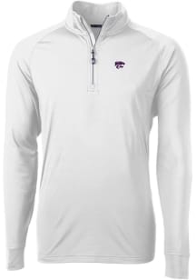 Cutter and Buck K-State Wildcats Mens White Adapt Eco Knit Long Sleeve 1/4 Zip Pullover