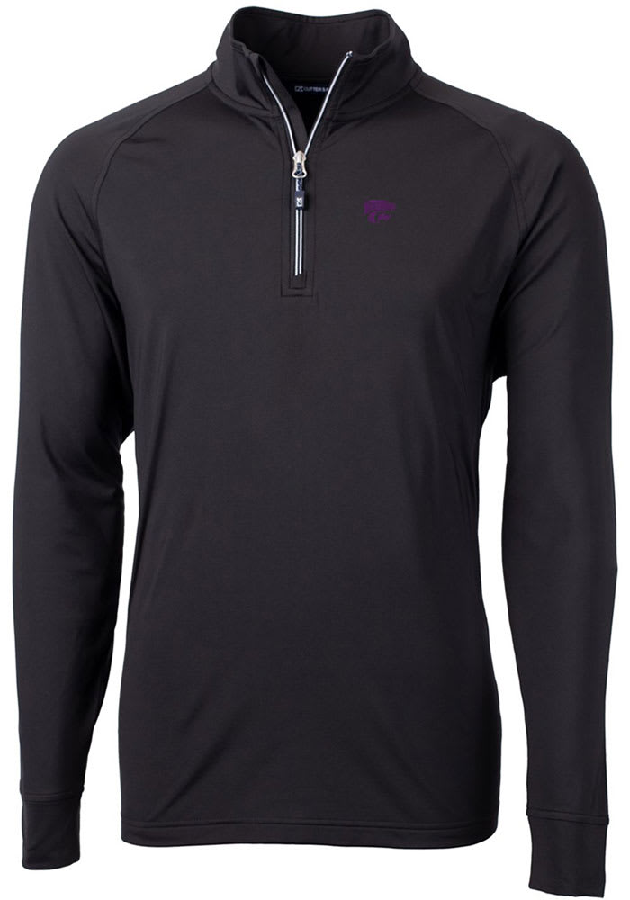 Cutter and Buck K-State Wildcats Mens Black Adapt Eco Knit Long Sleeve 1/4 Zip Pullover