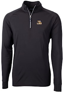Cutter and Buck LSU Tigers Mens Black Adapt Eco Knit Long Sleeve Qtr Zip Pullover
