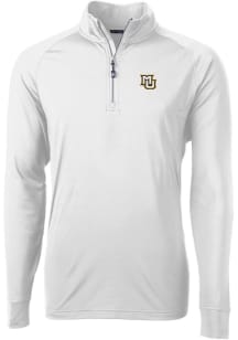 Cutter and Buck Marquette Golden Eagles Mens White Adapt Eco Knit Long Sleeve 1/4 Zip Pullover
