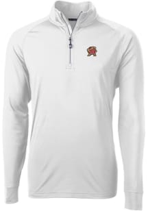 Cutter and Buck Maryland Terrapins Mens White Adapt Eco Knit Long Sleeve 1/4 Zip Pullover