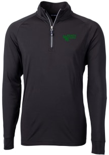 Cutter and Buck North Texas Mean Green Mens Black Adapt Eco Knit Long Sleeve 1/4 Zip Pullover