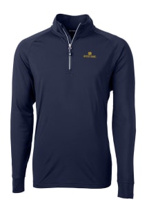 Cutter and Buck Notre Dame Fighting Irish Mens Navy Blue Adapt Eco Knit Long Sleeve 1/4 Zip Pull..