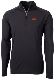 Cutter and Buck Oklahoma State Cowboys Mens Black Adapt Eco Knit Long Sleeve 1/4 Zip Pullover