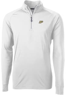 Cutter and Buck Purdue Boilermakers Mens White Adapt Eco Knit Long Sleeve 1/4 Zip Pullover