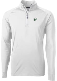 Cutter and Buck South Florida Bulls Mens White Adapt Eco Knit Long Sleeve 1/4 Zip Pullover