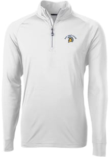 Cutter and Buck San Jose State Spartans Mens White Adapt Eco Knit Long Sleeve 1/4 Zip Pullover
