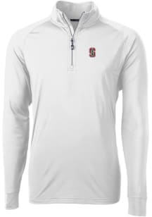 Cutter and Buck Stanford Cardinal Mens White Adapt Eco Knit Long Sleeve 1/4 Zip Pullover
