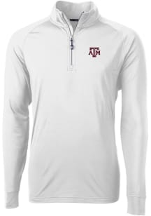 Cutter and Buck Texas A&amp;M Aggies Mens White Adapt Eco Knit Long Sleeve 1/4 Zip Pullover