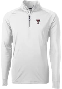 Cutter and Buck Texas Tech Red Raiders Mens White Adapt Eco Knit Long Sleeve 1/4 Zip Pullover