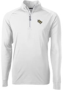 Cutter and Buck UCF Knights Mens White Adapt Eco Knit Long Sleeve 1/4 Zip Pullover