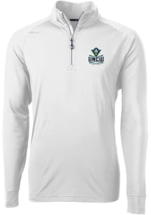 Cutter and Buck UNCW Seahawks Mens White Adapt Eco Knit Long Sleeve 1/4 Zip Pullover